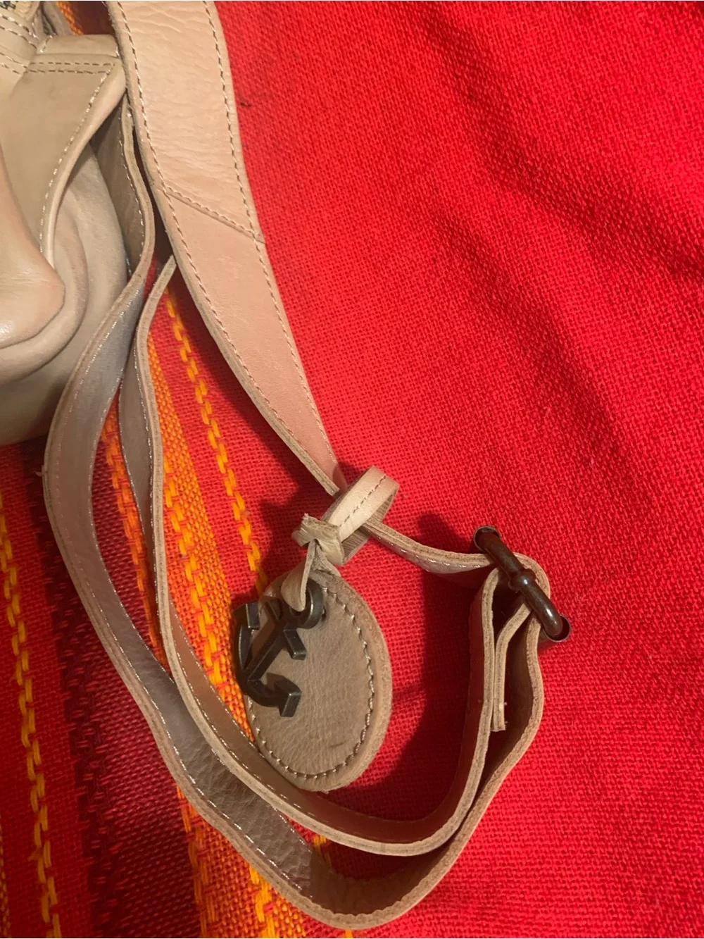 NWT Leather Sling Bag in Tan   - Anchor Accent